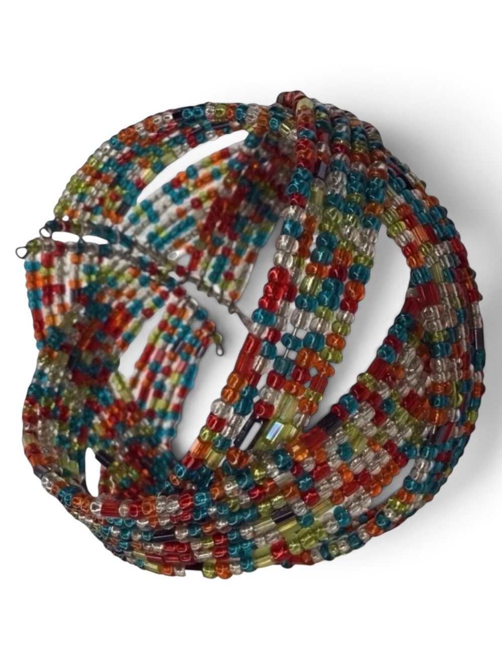 Vintage Handmade Multicolor Twisted Seed Bead Cuff Bracelet – NOS - Picture 7 of 10